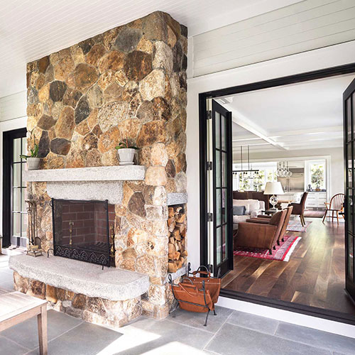 interior stone fireplace