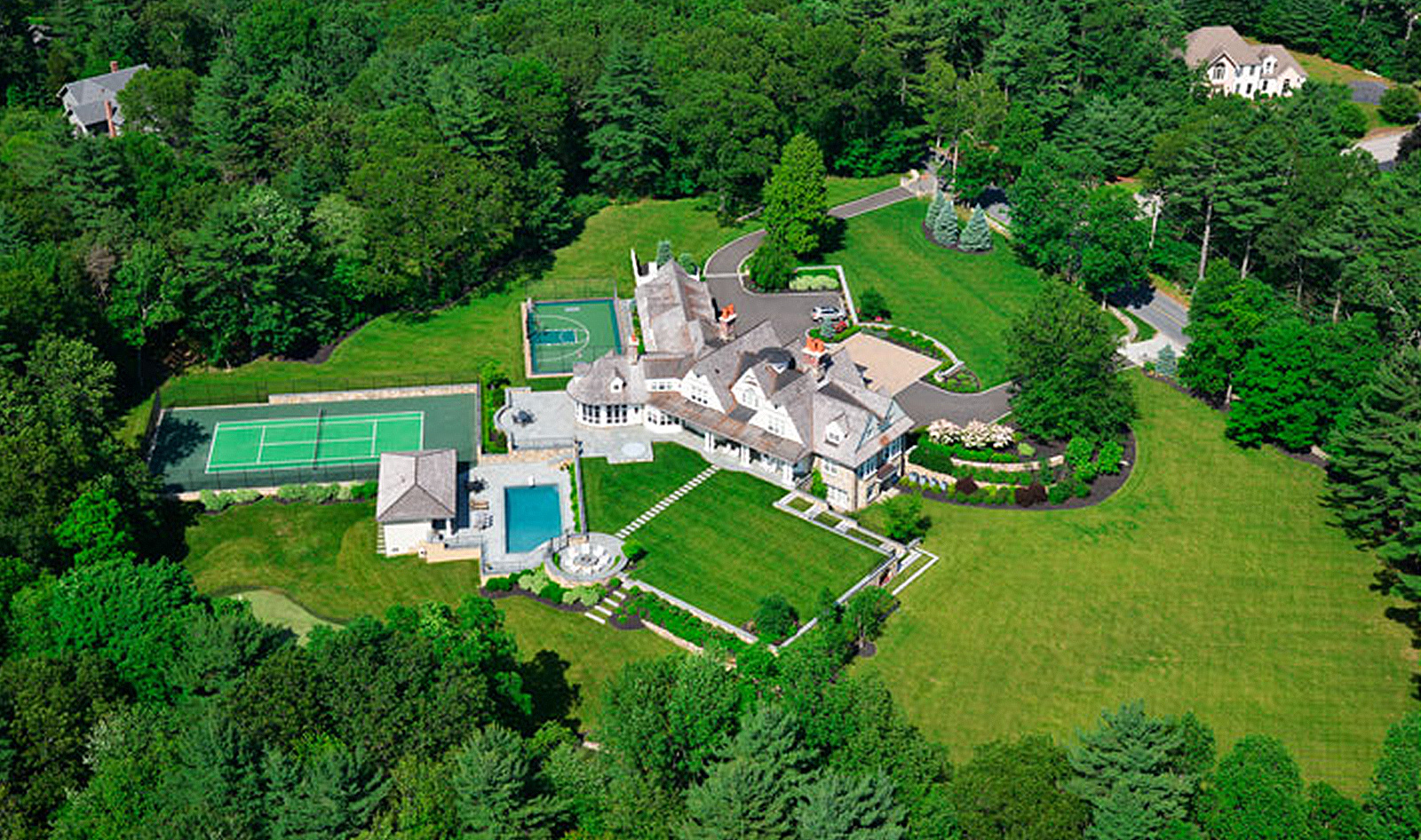 aerial view medfield mansion