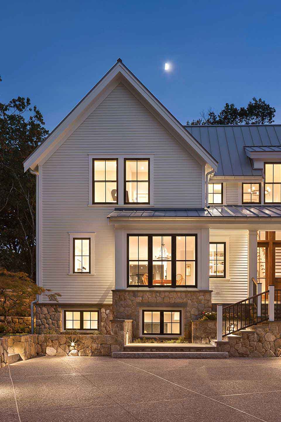 weston farmhouse at dusk