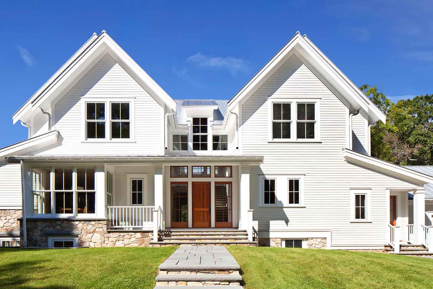 front view rural farmhouse