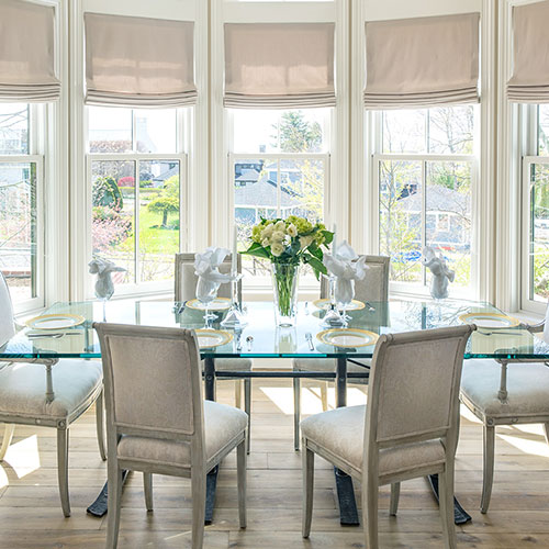 dining area by windows