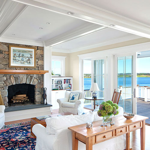 living room with ocean view