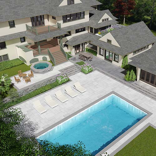 aerial view of pool area